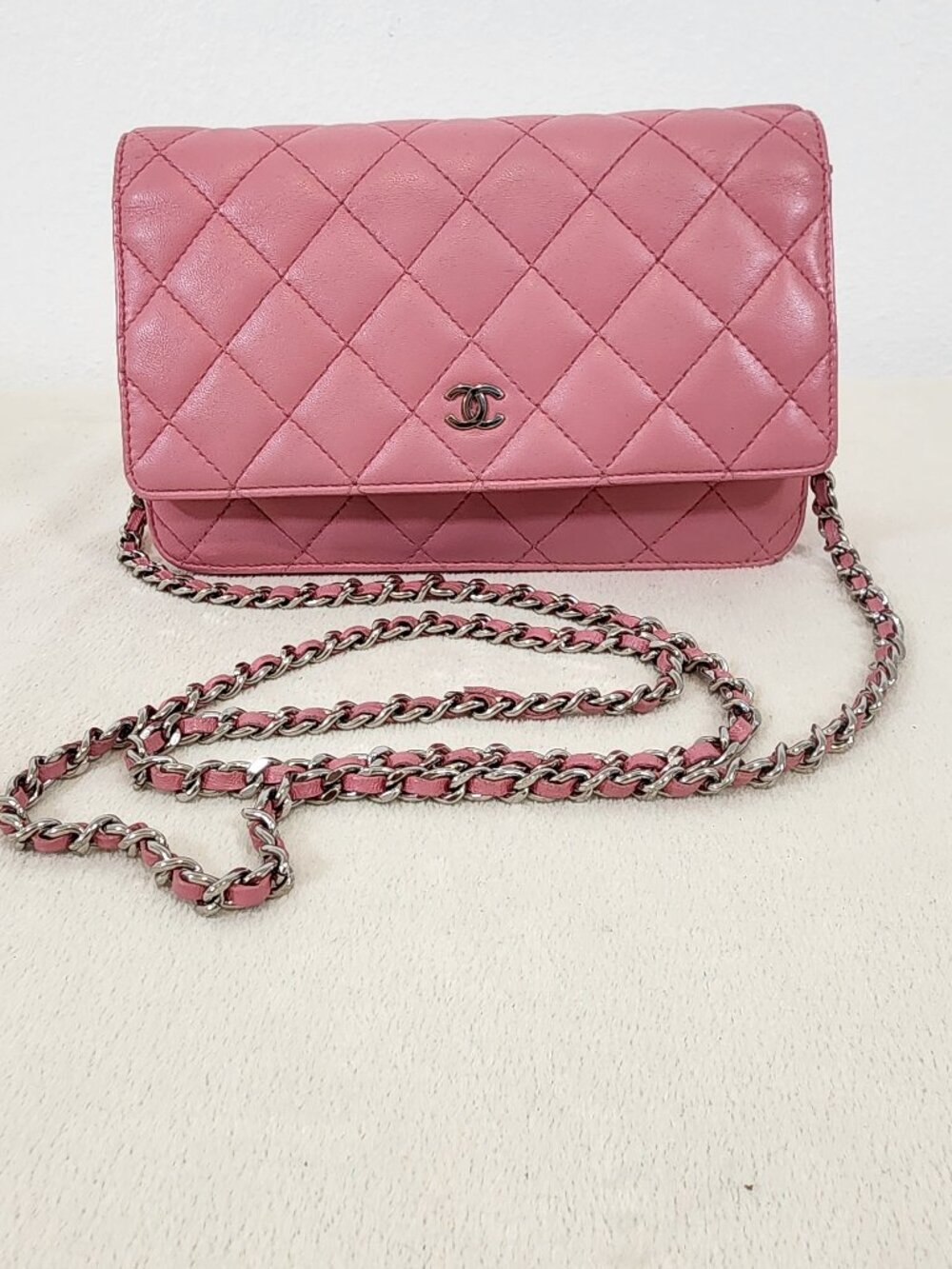 Chanel 2011 Quilted Wallet on chain. Light normal signs of use.